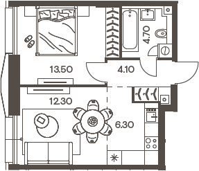 Планировка — INJOY, 2-комн., 41 м²
