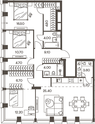 Планировка — INJOY, 4-комн., 107 м²