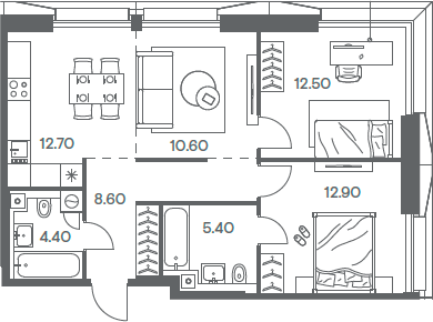 Планировка — INJOY, 3-комн., 67 м²