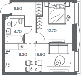 Планировка — INJOY, 2-комн., 42 м²