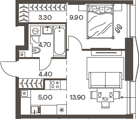 Планировка — INJOY, 2-комн., 41 м²