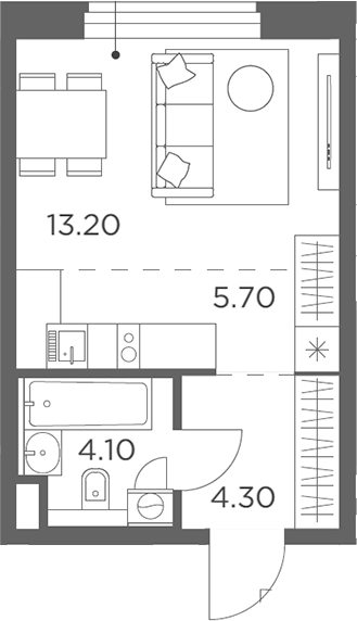 Планировка — Белый Град, Студия, 27 м²