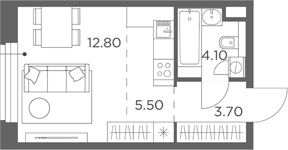 Планировка — Белый Град, Студия, 26 м²