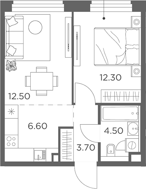Планировка — Белый Град, 2-комн., 40 м²