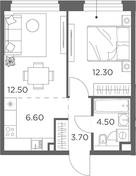 Планировка — Белый Град, 2-комн., 40 м²