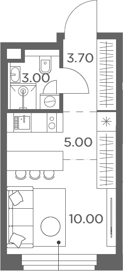 Планировка — Белый Град, Студия, 22 м²