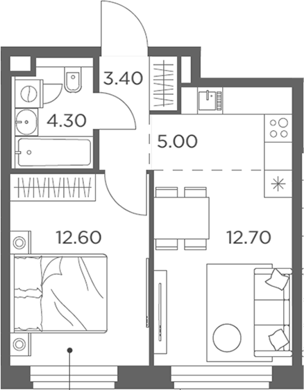 Планировка — Белый Град, 2-комн., 38 м²