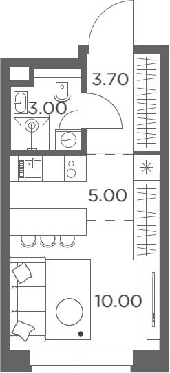 Планировка — Белый Град, Студия, 22 м²