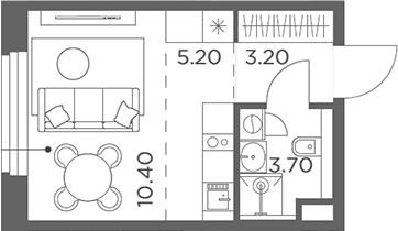 Планировка — Белый Град, Студия, 23 м²
