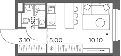 Планировка — Белый Град, Студия, 21 м²