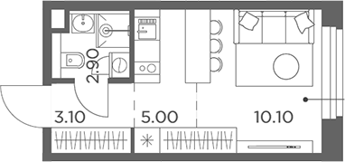 Планировка — Белый Град, Студия, 21 м²