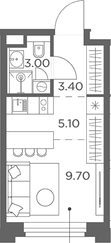 Планировка — Белый Град, Студия, 21 м²
