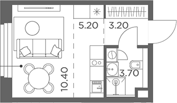 Планировка — Белый Град, Студия, 23 м²