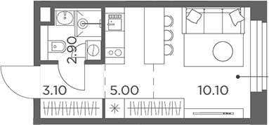 Планировка — Белый Град, Студия, 21 м²