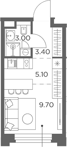 Планировка — Белый Град, Студия, 21 м²