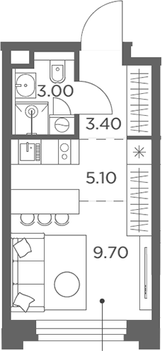 Планировка — Белый Град, Студия, 21 м²