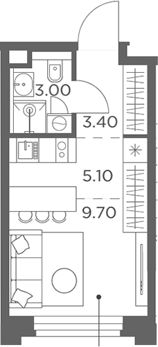 Планировка — Белый Град, Студия, 21 м²