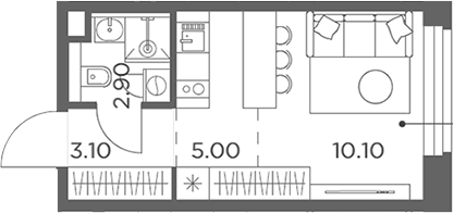 Планировка — Белый Град, Студия, 21 м²