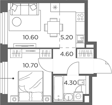Планировка — Белый Град, 2-комн., 35 м²