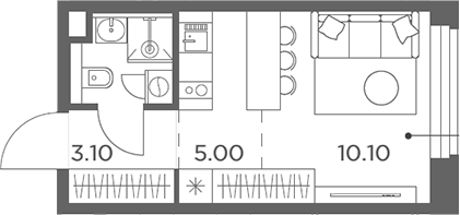Планировка — Белый Град, Студия, 21 м²