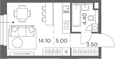 Планировка — Белый Град, Студия, 27 м²