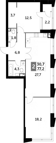 Планировка — Sky Garden, 2-комн., 76 м²