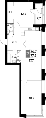 Планировка — Sky Garden, 2-комн., 76 м²