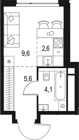 Планировка — Левел Мичуринский, Студия, 22 м²
