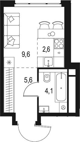 Планировка — Левел Мичуринский, Студия, 22 м²