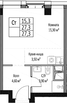 Планировка — ЭМОУШН, Студия, 27 м²
