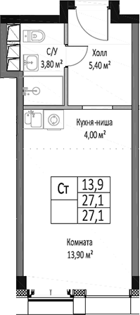 Планировка — ЭМОУШН, Студия, 27 м²