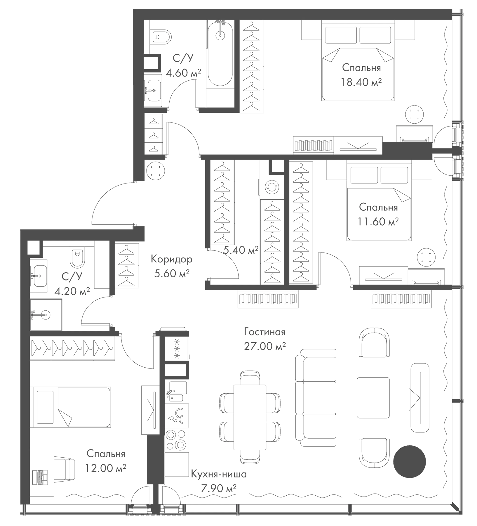 Планировка — Слава, 4-комн., 97 м²