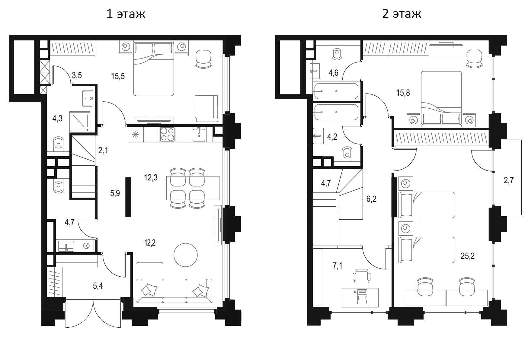Планировка — Левел Бауманская, 5-комн., 138 м²