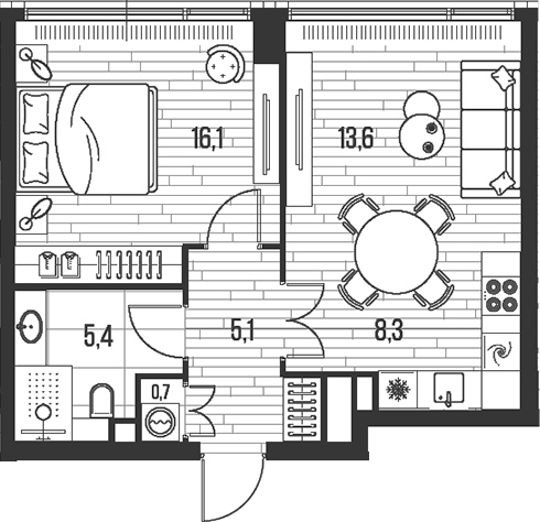 Планировка — Хай Лайф, 2-комн., 49 м²