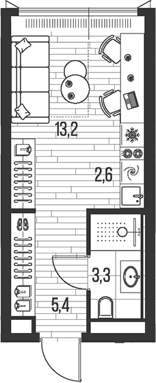 Планировка — Хай Лайф, Студия, 25 м²