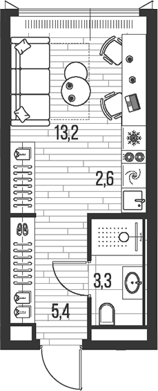 Планировка — Хай Лайф, Студия, 25 м²