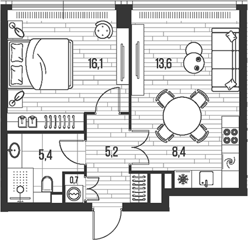 Планировка — Хай Лайф, 2-комн., 49 м²
