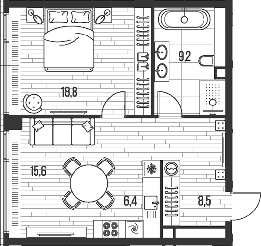 Планировка — Хай Лайф, 2-комн., 59 м²