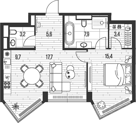 Планировка — Хай Лайф, 2-комн., 63 м²