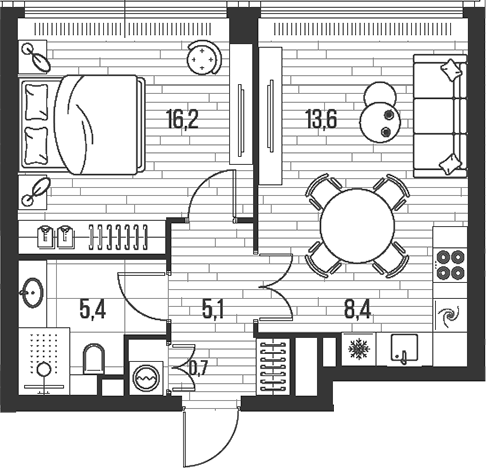 Планировка — Хай Лайф, 2-комн., 49 м²