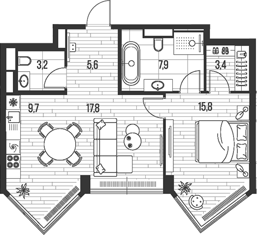 Планировка — Хай Лайф, 2-комн., 63 м²