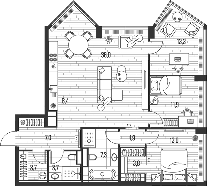 Планировка — Хай Лайф, 4-комн., 110 м²