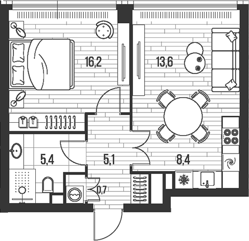 Планировка — Хай Лайф, 2-комн., 49 м²