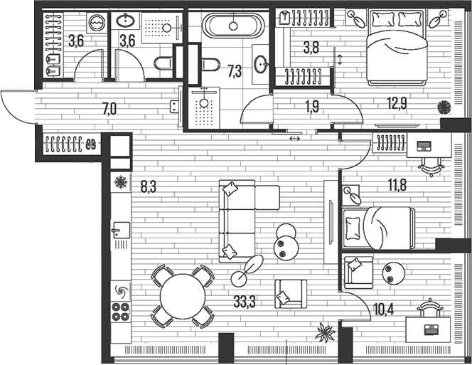 Планировка — Хай Лайф, 4-комн., 104 м²