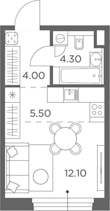 Планировка — Белый Град, Студия, 26 м²