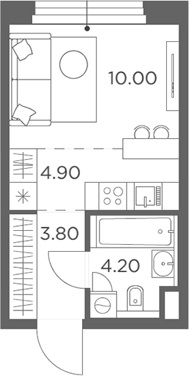 Планировка — Белый Град, Студия, 23 м²