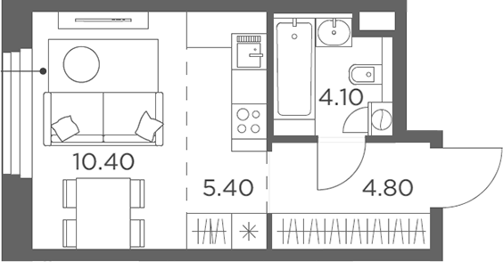 Планировка — Белый Град, Студия, 25 м²