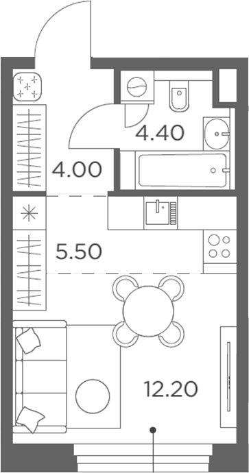 Планировка — Белый Град, Студия, 26 м²