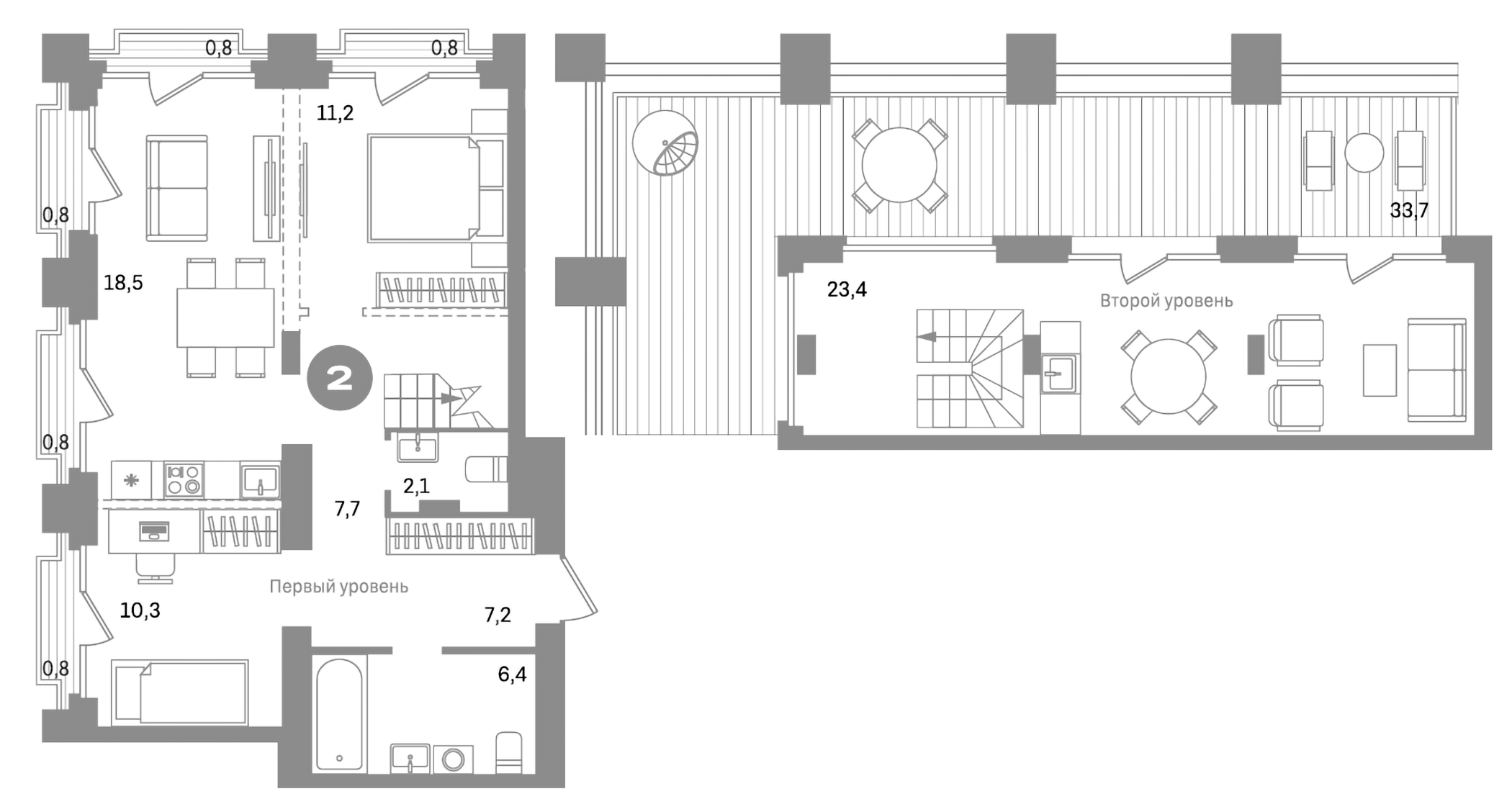 Планировка — Метроном, 2-комн., 86 м²
