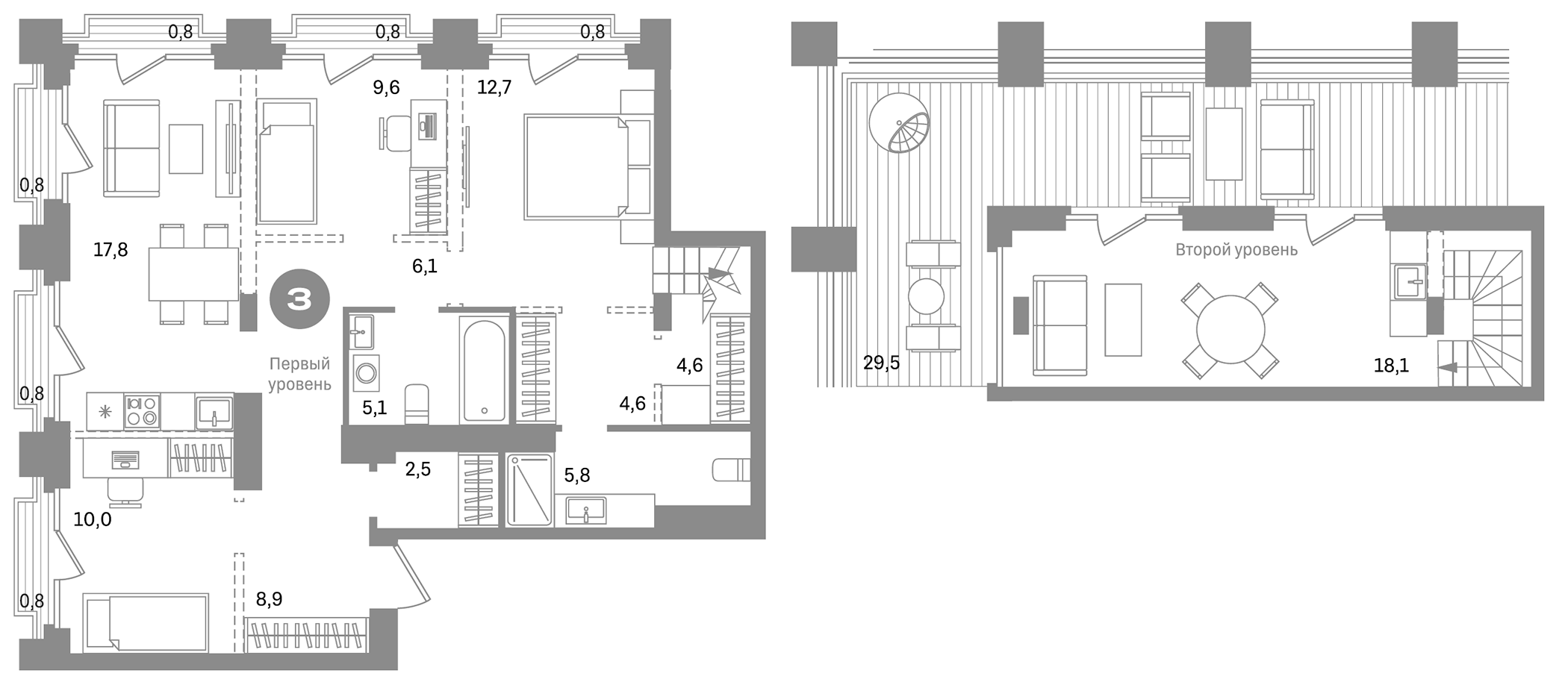 Планировка — Метроном, 3-комн., 105 м²